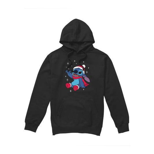 Black - Front - Lilo & Stitch Mens Snowflake Christmas Hoodie