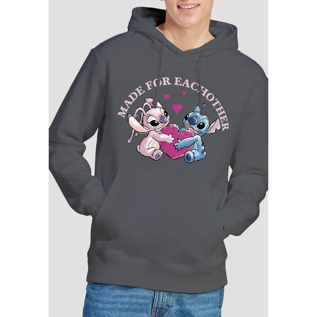 Charcoal - Lifestyle - Lilo & Stitch Mens Made For Each Other Hoodie