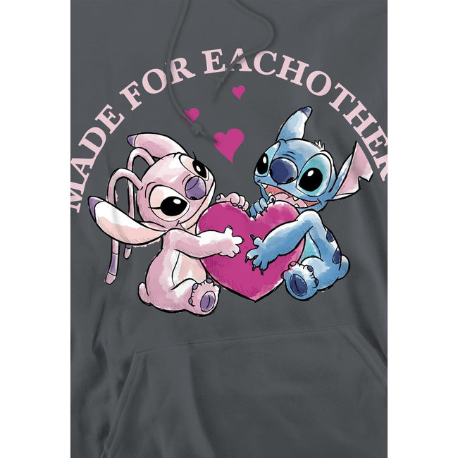 Charcoal - Side - Lilo & Stitch Mens Made For Each Other Hoodie