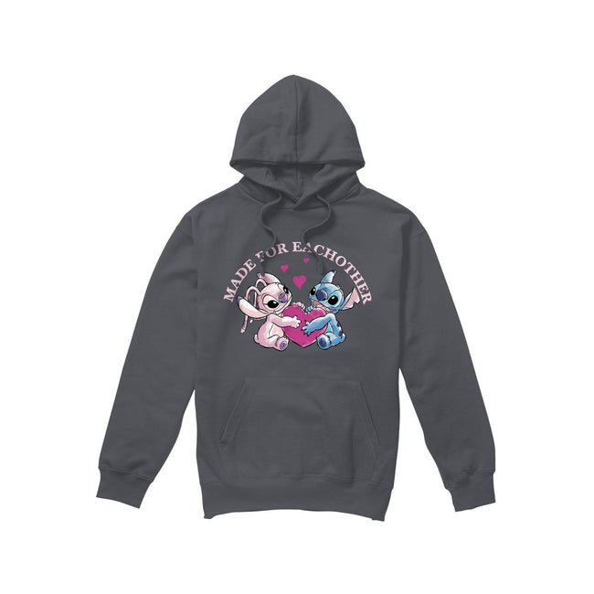 Charcoal - Front - Lilo & Stitch Mens Made For Each Other Hoodie