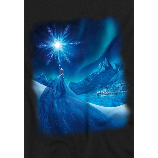 Black - Side - Frozen Childrens-Kids Magical Light Elsa T-Shirt