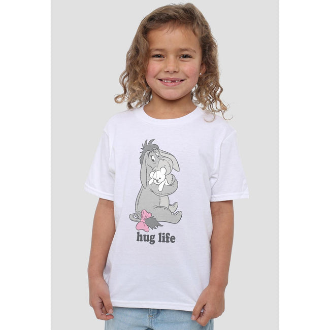 White - Lifestyle - Winnie the Pooh Childrens-Kids Hug Life Eeyore Valentine`s Day T-Shirt