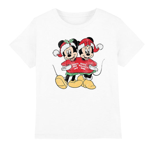 White - Front - Disney Childrens-Kids Mickey & Minnie Mouse Christmas Sweater T-Shirt