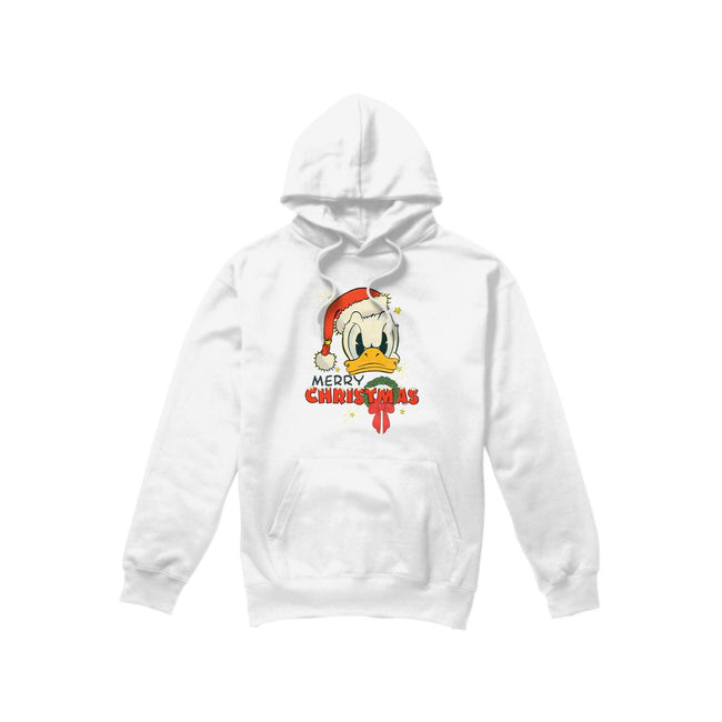 White - Front - Disney Mens Merry Christmas Donald Duck Hoodie