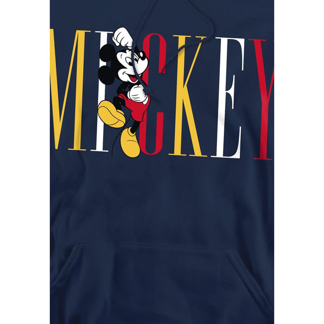 Navy - Side - Disney Mens Mickey Mouse Multicolour Name Hoodie