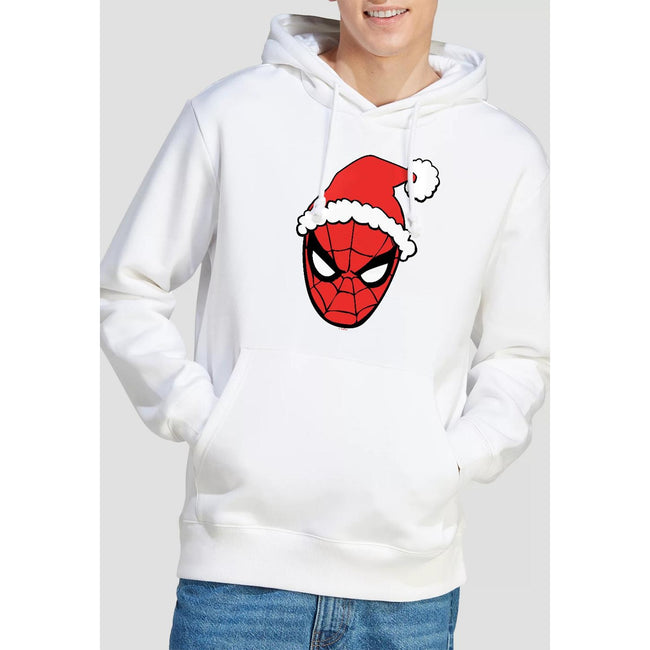 White - Lifestyle - Spider-Man Mens Santa Hat Hoodie