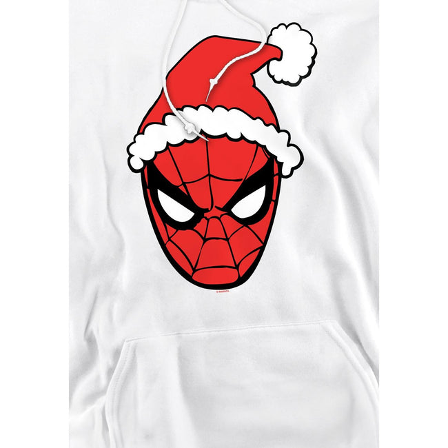 White - Side - Spider-Man Mens Santa Hat Hoodie