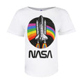 White - Front - NASA Womens-Ladies Rainbow Cotton T-Shirt