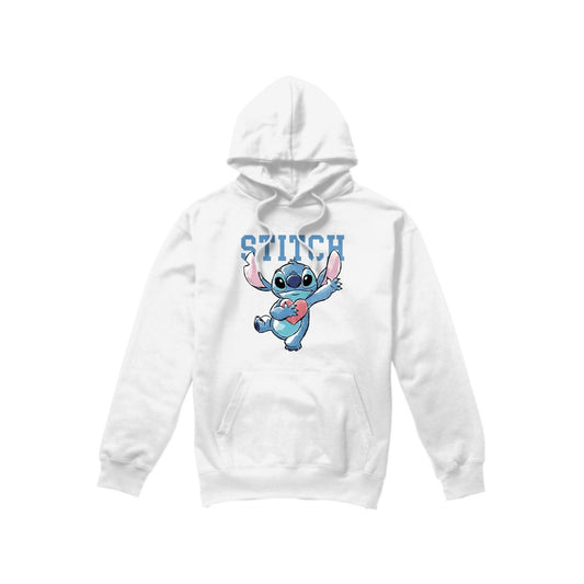 White - Front - Lilo & Stitch Mens Clutching Hearts Hoodie