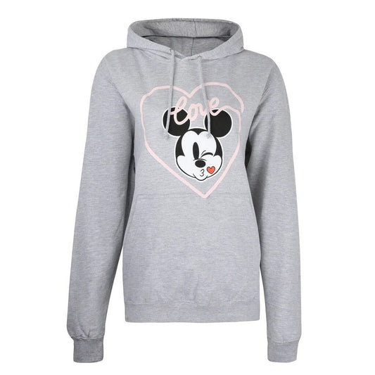 Heather Grey - Front - Disney Womens-Ladies Mickey Love Kiss Hoodie