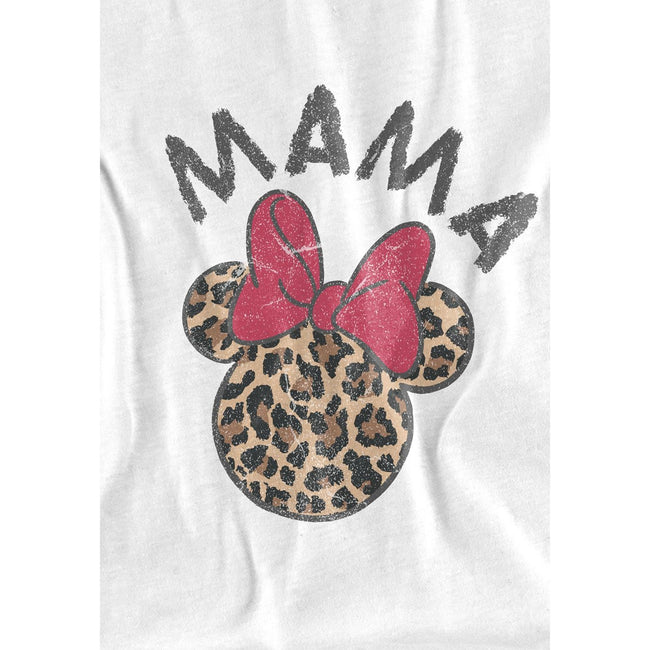 White - Lifestyle - Disney Childrens-Kids Mama Minnie Mouse Leopard Print Mothers Day T-Shirt