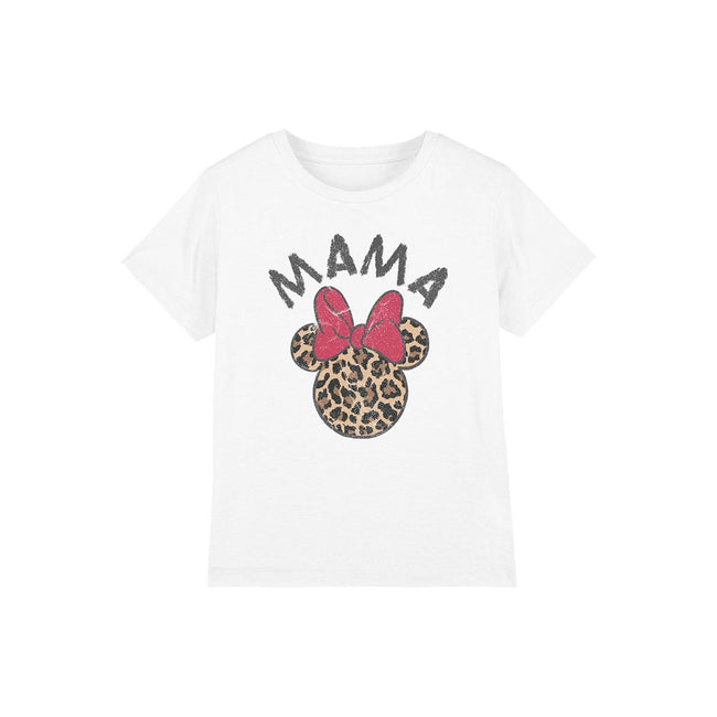 White - Front - Disney Childrens-Kids Mama Minnie Mouse Leopard Print Mothers Day T-Shirt