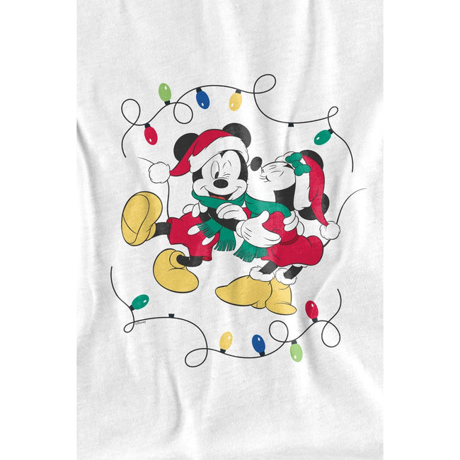 White - Lifestyle - Disney Mens Mickey & Minnie Mouse Kiss Christmas T-Shirt