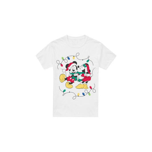 White - Front - Disney Mens Mickey & Minnie Mouse Kiss Christmas T-Shirt