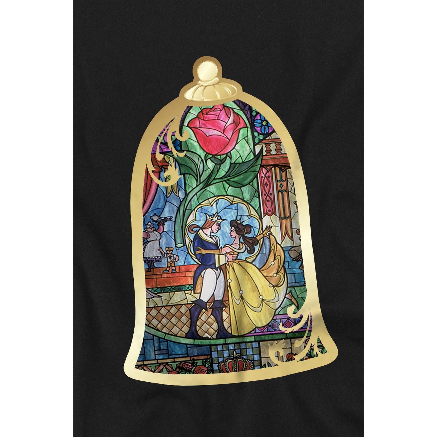 Black - Lifestyle - Beauty And The Beast Childrens-Kids Stained Glass T-Shirt