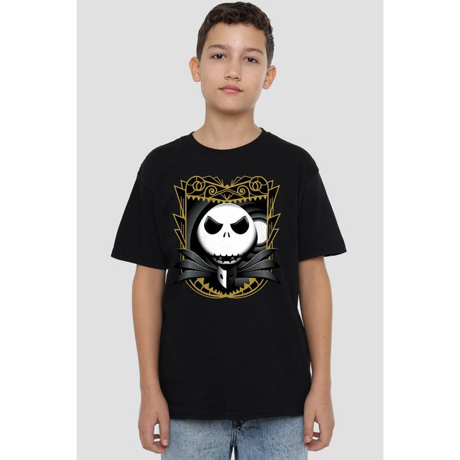 Black - Side - The Nightmare Before Christmas Childrens-Kids Jack Skellington Shaded T-Shirt