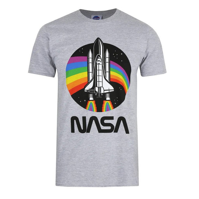 Sports Grey - Front - NASA Mens Rainbow T-Shirt