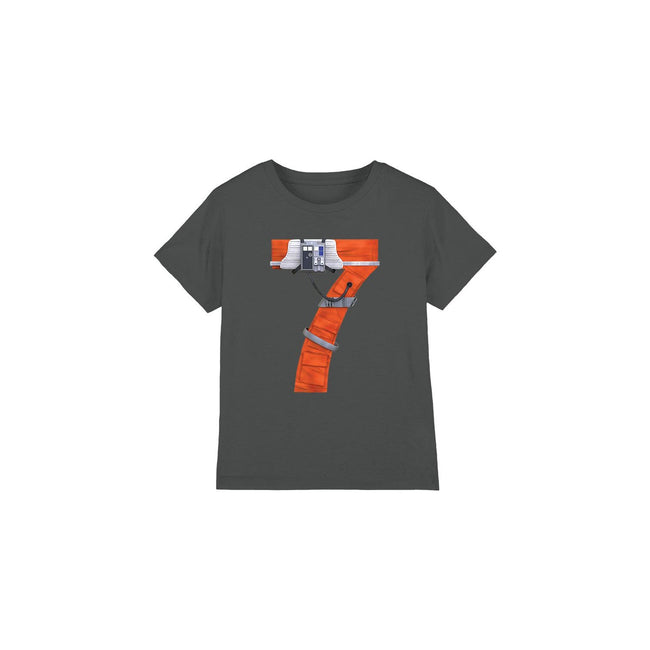 Charcoal - Front - Star Wars Childrens-Kids 7 X-Wing Fighter T-Shirt