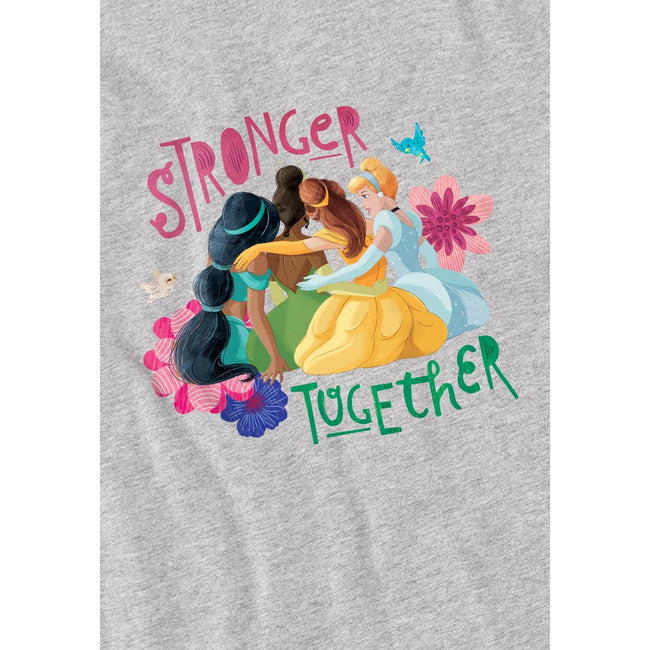 Sport Heather - Side - Disney Princess Childrens-Kids Stronger Together Jasmine, Tiana And Belle T-Shirt