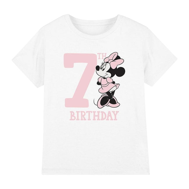 White - Front - Disney Childrens-Kids Minnie Mouse 7th Birthday T-Shirt