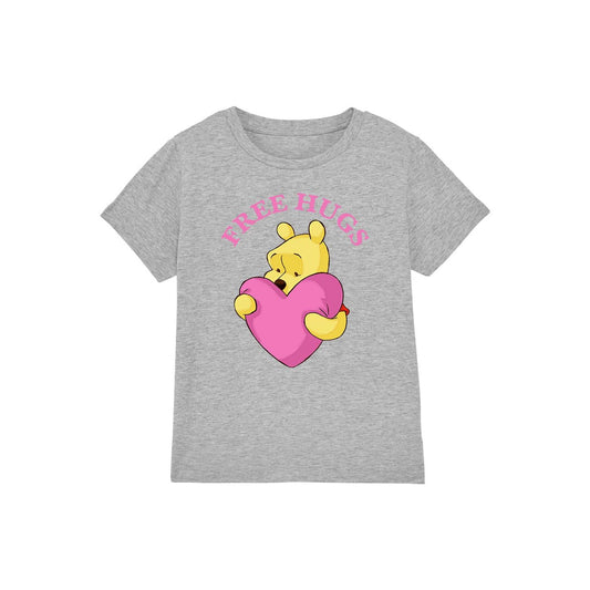 Sport Heather - Front - Winnie the Pooh Childrens-Kids Free Hugs Valentine`s Day T-Shirt