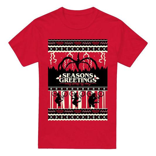 Red - Front - Stranger Things Mens Fair Isle T-Shirt