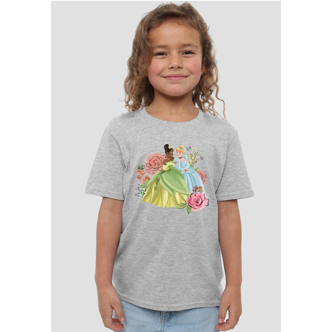 Sport Heather - Lifestyle - Disney Princess Childrens-Kids In The Garden Tiana And Cinderella T-Shirt
