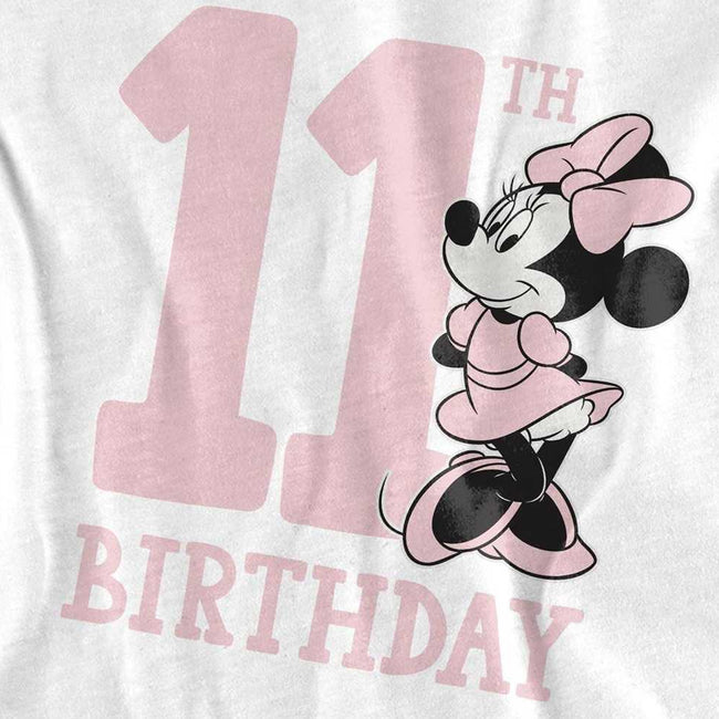 White - Side - Disney Childrens-Kids Minnie Mouse 11th Birthday T-Shirt