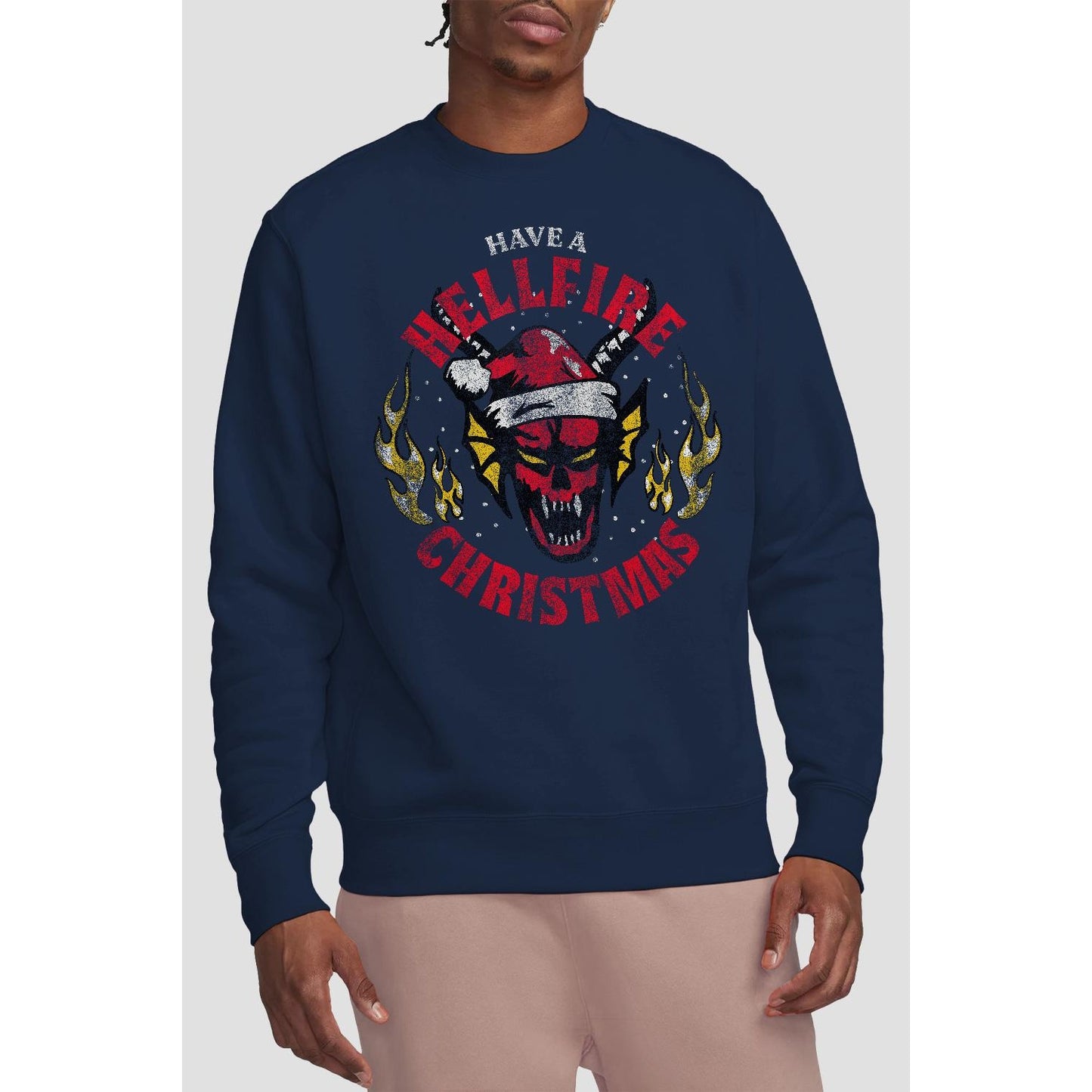 Navy - Lifestyle - Stranger Things Unisex Adult Hellfire Christmas Sweatshirt