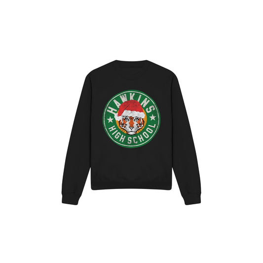 Black - Front - Stranger Things Unisex Adult Hawkins High School Christmas Logo Sweatshirt