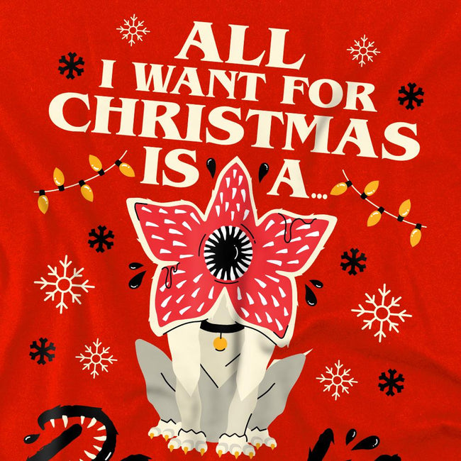 Red - Side - Stranger Things Childrens-Kids Demodog Christmas T-Shirt