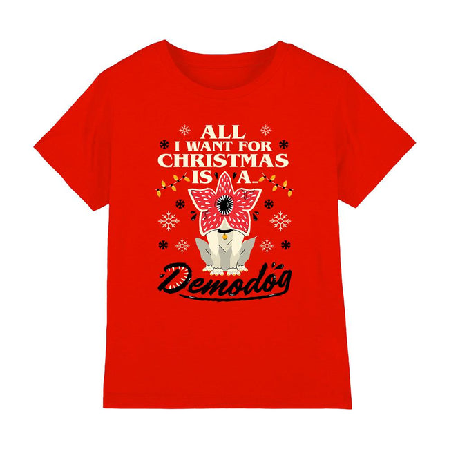 Red - Front - Stranger Things Childrens-Kids Demodog Christmas T-Shirt