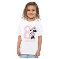 White - Side - Disney Childrens-Kids Minnie Mouse 8th Birthday T-Shirt