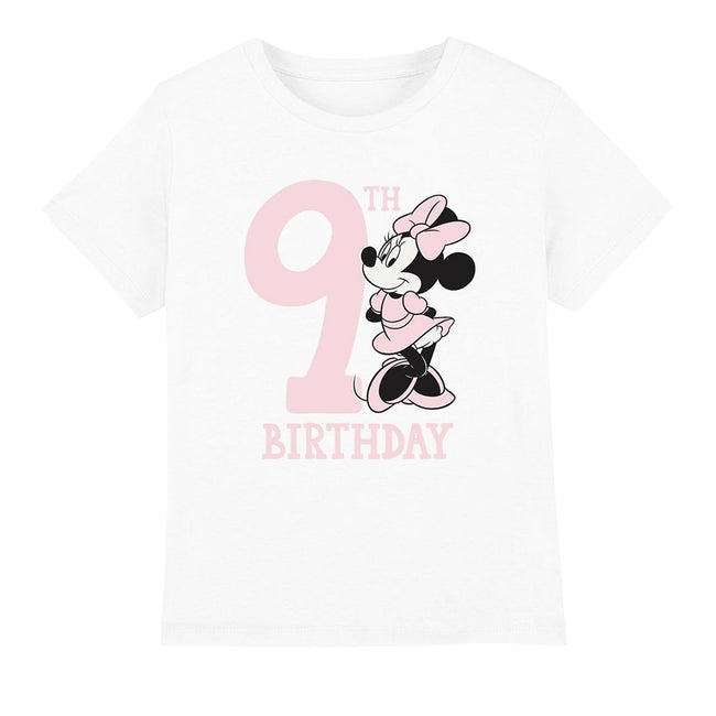 White - Front - Disney Childrens-Kids Minnie Mouse 9th Birthday T-Shirt