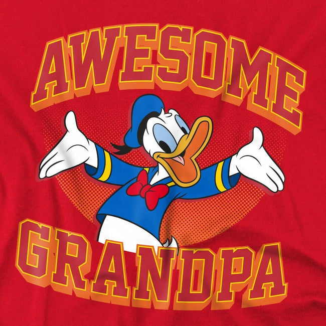 Red - Side - Disney Mens Awesome Grandpa Donald Duck T-Shirt
