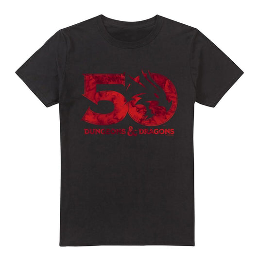 Black - Front - Dungeons & Dragons Mens Stacked Logo 50th T-Shirt