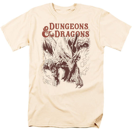 Natural - Front - Dungeons & Dragons Mens Striking Dragon T-Shirt