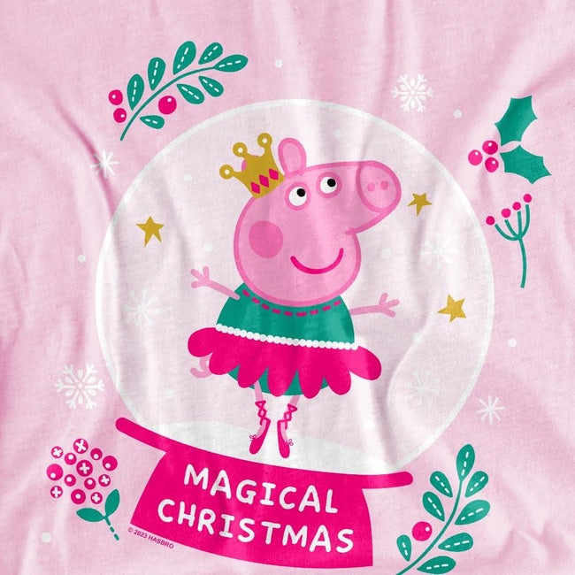 Light Pink - Side - Peppa Pig Childrens-Kids Magical Christmas T-Shirt