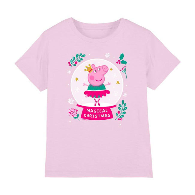 Light Pink - Front - Peppa Pig Childrens-Kids Magical Christmas T-Shirt