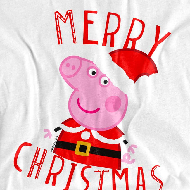 White - Side - Peppa Pig Childrens-Kids Merry Christmas T-Shirt
