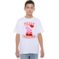 White - Lifestyle - Peppa Pig Childrens-Kids Merry Christmas T-Shirt