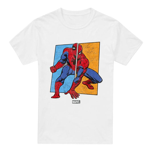 White - Front - Spider-Man Mens Split T-Shirt