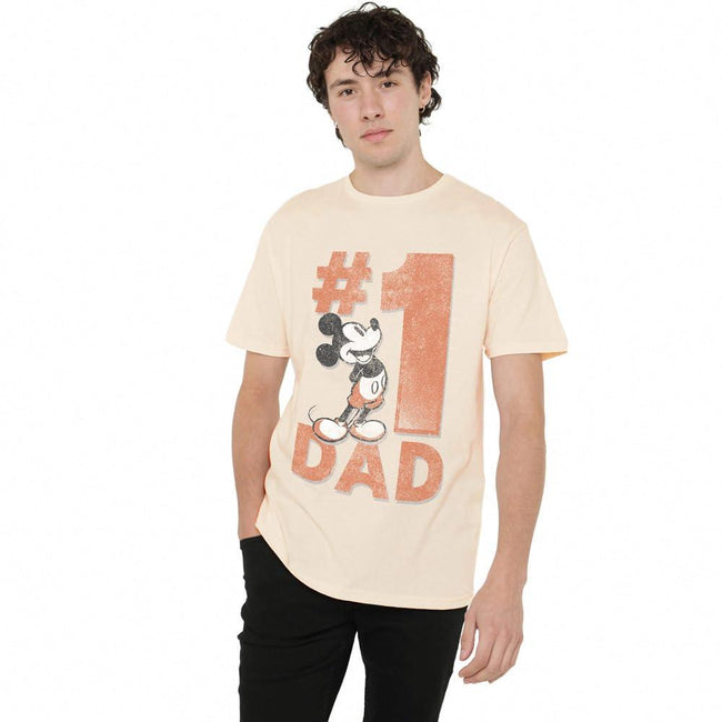 Natural - Lifestyle - Disney Mens Number 1 Dad Mickey Mouse T-Shirt