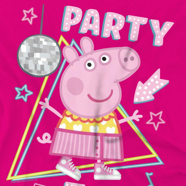 Fuchsia - Side - Peppa Pig Childrens-Kids Party Time Disco T-Shirt