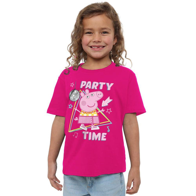 Fuchsia - Lifestyle - Peppa Pig Childrens-Kids Party Time Disco T-Shirt