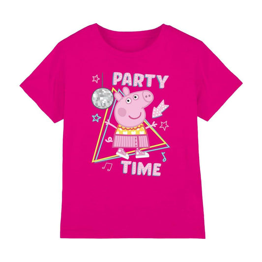 Fuchsia - Front - Peppa Pig Childrens-Kids Party Time Disco T-Shirt