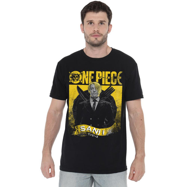 Black - Side - One Piece Mens Sanji Etched T-Shirt