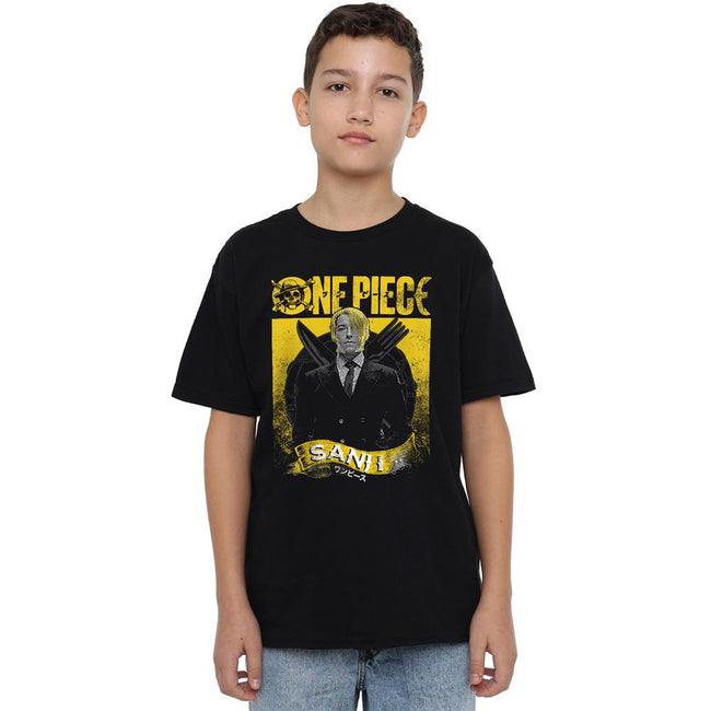 Black - Lifestyle - One Piece Childrens-Kids Sanji Etched T-Shirt