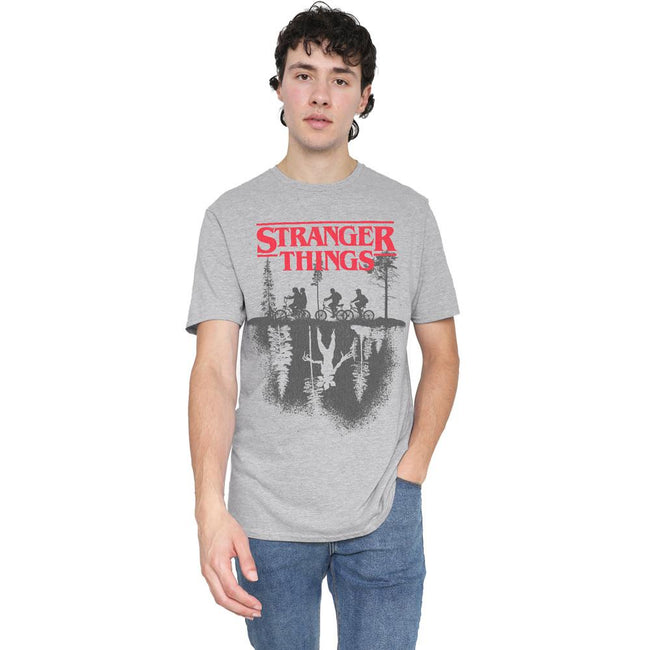 Sport Heather - Side - Stranger Things Mens Forest Silhouette Logo T-Shirt