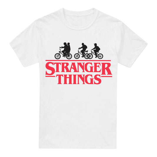 White - Front - Stranger Things Mens Silhouette Bike Logo T-Shirt